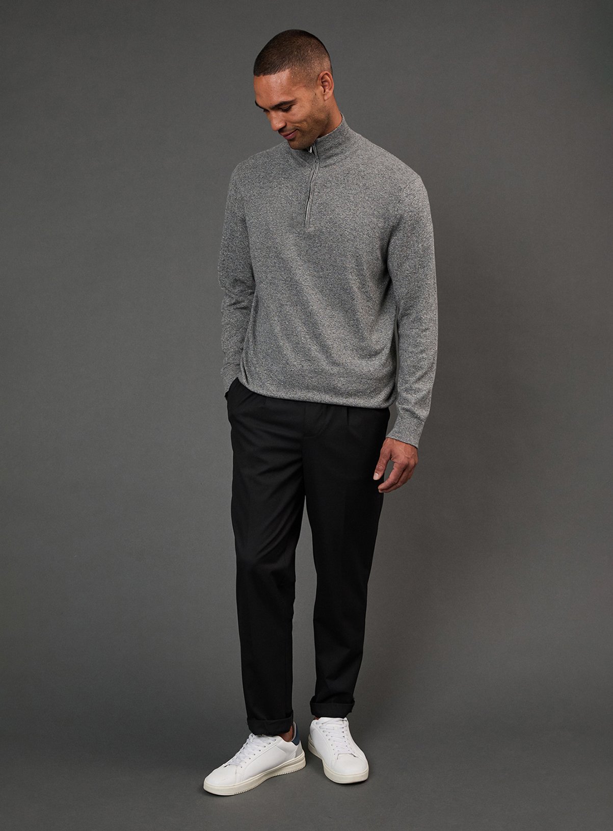 BURTON Light Grey Cotton Rich Half Zip Jumper S - Image 2 thumbnail